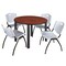Kee Kee Round Table & Chair Set, Wood, Metal, Plastic Top, Cherry TB48RNDCHBPBK47GY - alternate 1